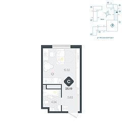 Студия 25,19 м²