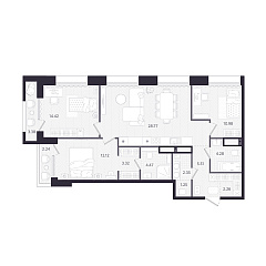 3-комнатная 91,27 м&sup2;