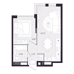 1-комнатная 38,12 м&sup2;