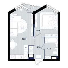 1-комнатная 38,12 м&sup2;