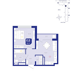 1-комнатная 38,9 м²