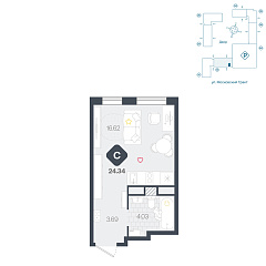 Студия 24,34 м²