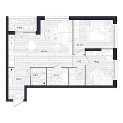 2-комнатная 65,54 м&sup2;