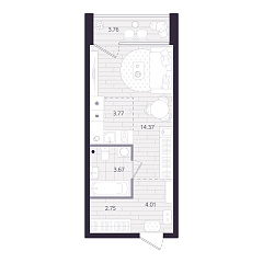 Студия 30,45 м&sup2;