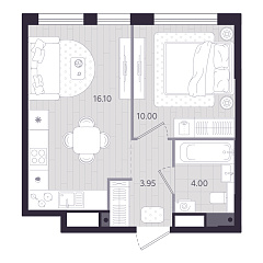 1-комнатная 34,05 м&sup2;