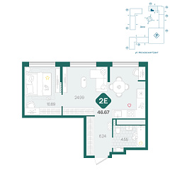 1-комнатная 46,67 м&sup2;