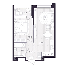 1-комнатная 41,14 м&sup2;
