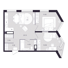 2-комнатная 52,98 м&sup2;
