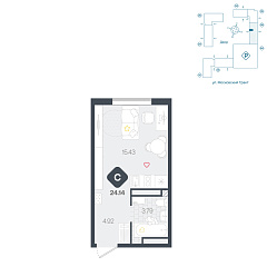 Студия 24,14 м²