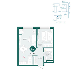 1-комнатная 41,92 м&sup2;
