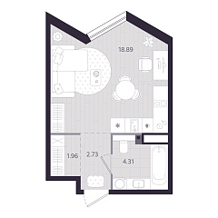 Студия 27,89 м&sup2;