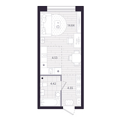 Студия 28,14 м&sup2;