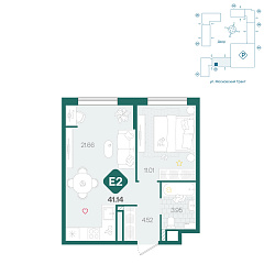 1-комнатная 41,14 м&sup2;