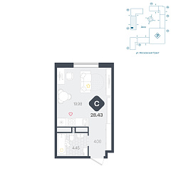 Студия 28,43 м&sup2;