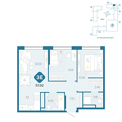 2-комнатная 57,92 м²