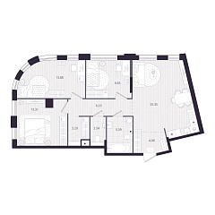 3-комнатная 83,79 м&sup2;