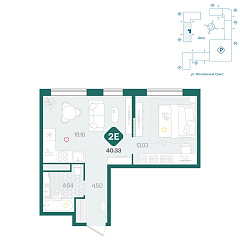 1-комнатная 40,33 м²