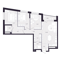 3-комнатная 91,67 м&sup2;