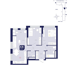 2-комнатная 57 м²