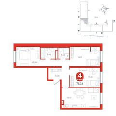 3-комнатная 79,29 м²