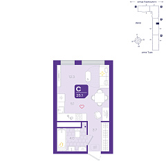 Студия 25,1 м²