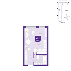 Студия 25,1 м²