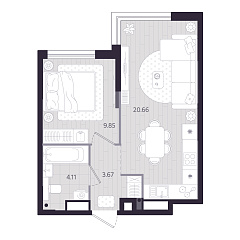 1-комнатная 38,29 м&sup2;