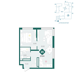1-комнатная 37,94 м²