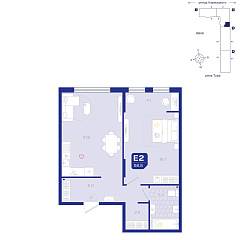 1-комнатная 58,5 м&sup2;