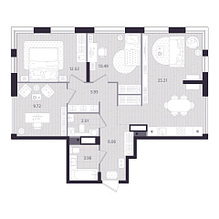 3-комнатная 76,41 м&sup2;