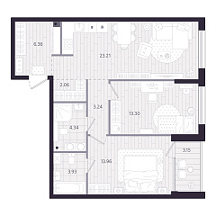 2-комнатная 71,98 м&sup2;