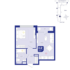 1-комнатная 40,1 м²