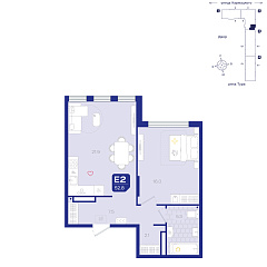 1-комнатная 52,8 м&sup2;