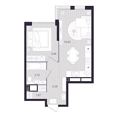 1-комнатная 41,1 м&sup2;