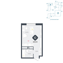 Студия 28,04 м&sup2;