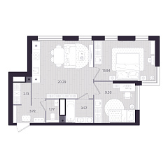 2-комнатная 54,72 м&sup2;