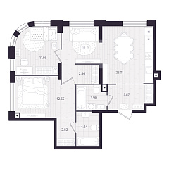2-комнатная 68,03 м&sup2;