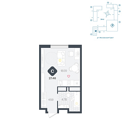 Студия 27,46 м²