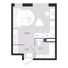 Студия 25,65 м&sup2;