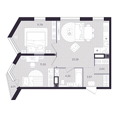 2-комнатная 53,1 м&sup2;