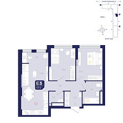 2-комнатная 57 м&sup2;