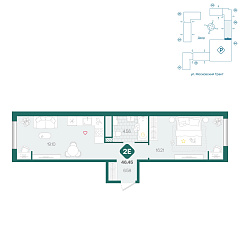 1-комнатная 46,45 м&sup2;
