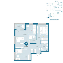 2-комнатная 60,56 м²