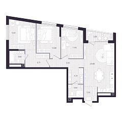 3-комнатная 93,11 м&sup2;
