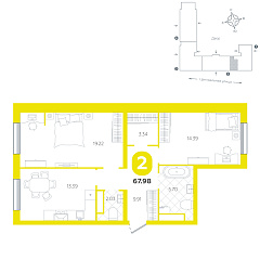 2-комнатная 67,98 м²