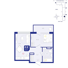 1-комнатная 38,4 м²