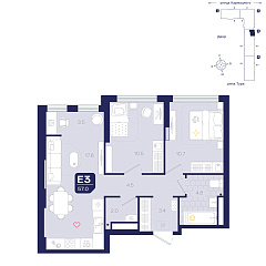 2-комнатная 57 м²