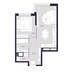 1-комнатная 41,1 м&sup2;