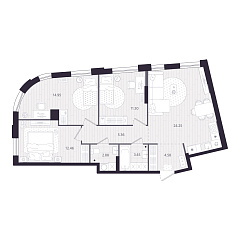 3-комнатная 79,23 м&sup2;