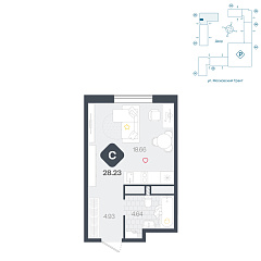 Студия 28,23 м&sup2;